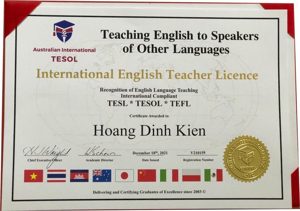 Chứng chỉ TESOL quốc tế - Hoàng Đình Kiên