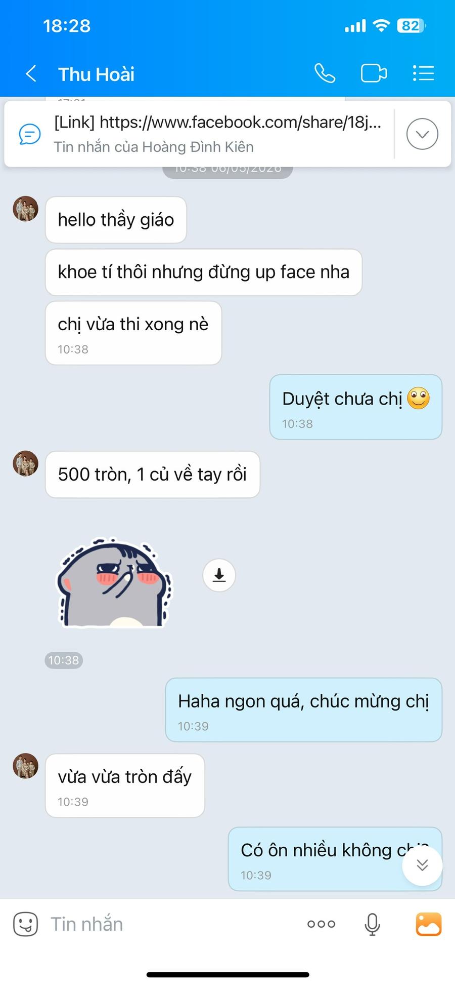 Học viên Thu Hoài nhắn tin đạt 500 điểm