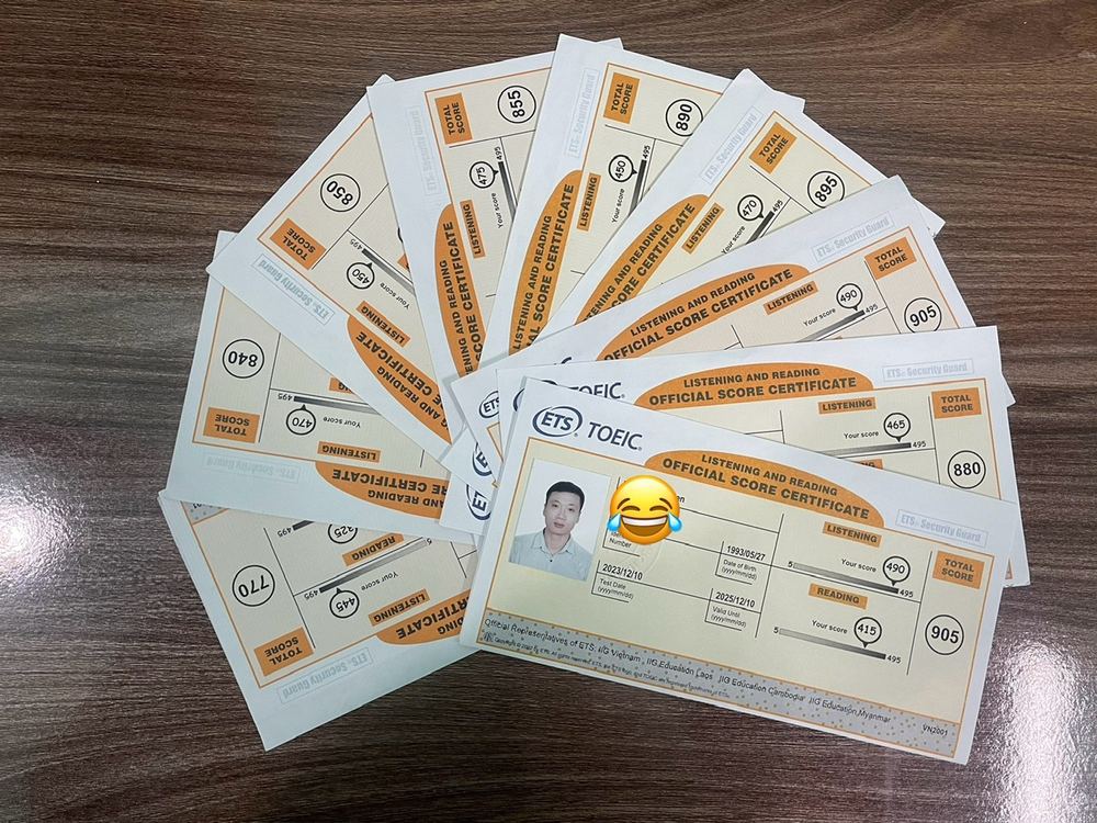 Bảng điểm TOEIC 900+ - Hoàng Đình Kiên